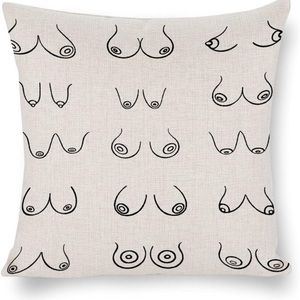 New Boobs Breasts Decorative linen Throw Pillow cushion Cover Case 18 X 18 in